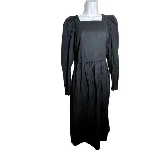 Lisa Says Gah Midi Dress dark blue size medium long sleeves square neckline - Picture 1 of 7
